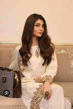 3 Piece Stitched Raw Silk Dress - Ready To Wear