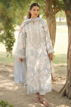 3 Piece Stitched Lawn Suit - Ready To Wear