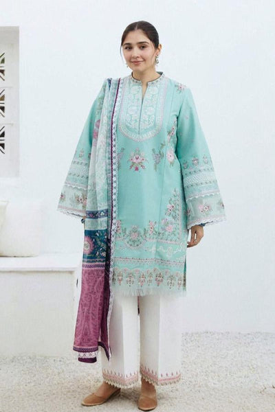 3 Piece Stitched Embroidered Suit - Ready To Wear