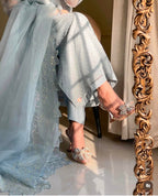 3 Piece Stitched Silk Stone Dress - Ready To Wear