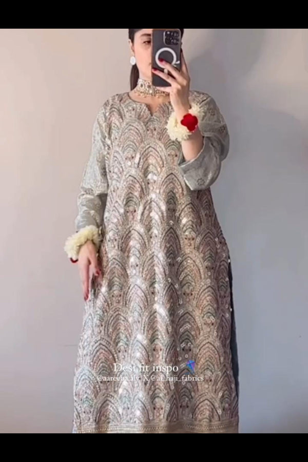 3 Piece Stitched Chiffon Dress - Ready To Wear