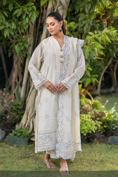 3 Piece Stitched Chikankari Embroidery Dress - Ready To Wear
