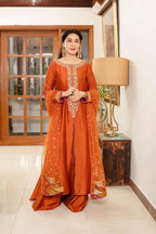 3 Piece Stitched Luxury Embroidered Dress - Ready To Wear