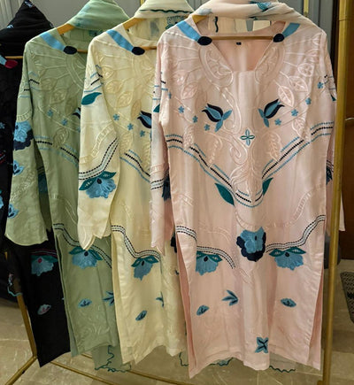 Embroidered Applique and cutwork dress