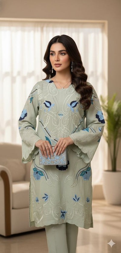 Embroidered Applique and cutwork dress