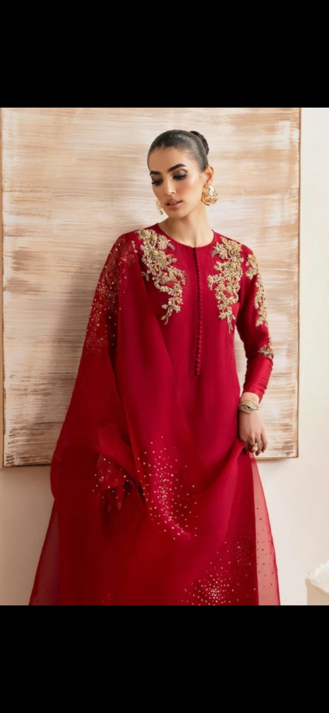 3 Piece Stitched Embroidery Raw Silk Dress - Ready To Wear