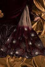 3 Piece Stitched Mahroon Velvet Bridal Suit