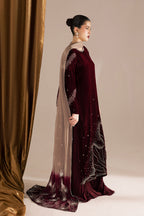 3 Piece Stitched Mahroon Velvet Bridal Suit